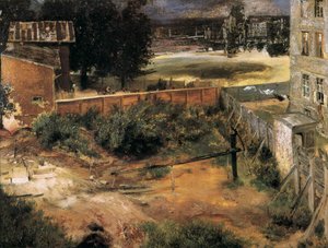 Rear of House and Backyard by Adolph Menzel